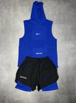 ست رکابی شلوارک کلاهدار نایک آبی