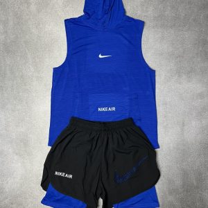 ست رکابی شلوارک کلاهدار نایک آبی